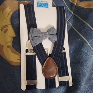 The Children's Place Dark Blue Suspenders and Bow Tie Set